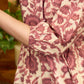 Crimson Garden Floral Printed Gathered Mul Cotton Top