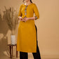 Mellow Mustard Kurta with Mirror Magic Sleeves and Placket
