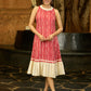 Striped Scarlet Halter Neck Dress with Delicate Hakoba Flare