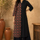 Chic Black Cotton Kurta with Contrasting Ajrakh Kantha Printed Panel