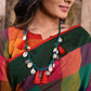 Exclusive chequred cotton saree with yellow handloom cotton pleats & ikat pallu - Sujatra