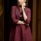 Exclusive maroon pure cotton dress with pintucks infront