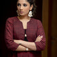 Exclusive maroon pure cotton dress with pintucks infront