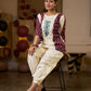 Ivory Cotton Flex Top with Maroon Ikat Panels and Hand Painted Gond Motif
