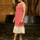 Striped Scarlet Halter Neck Dress with Delicate Hakoba Flare