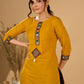 Mellow Mustard Kurta with Mirror Magic Sleeves and Placket