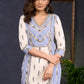 Simple-Blue-&-Grey-Cotton-Ikat-Combination-Kurta--Pant-Optional