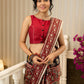 Maroon magic in bold paisley hand block prints on cotton saree