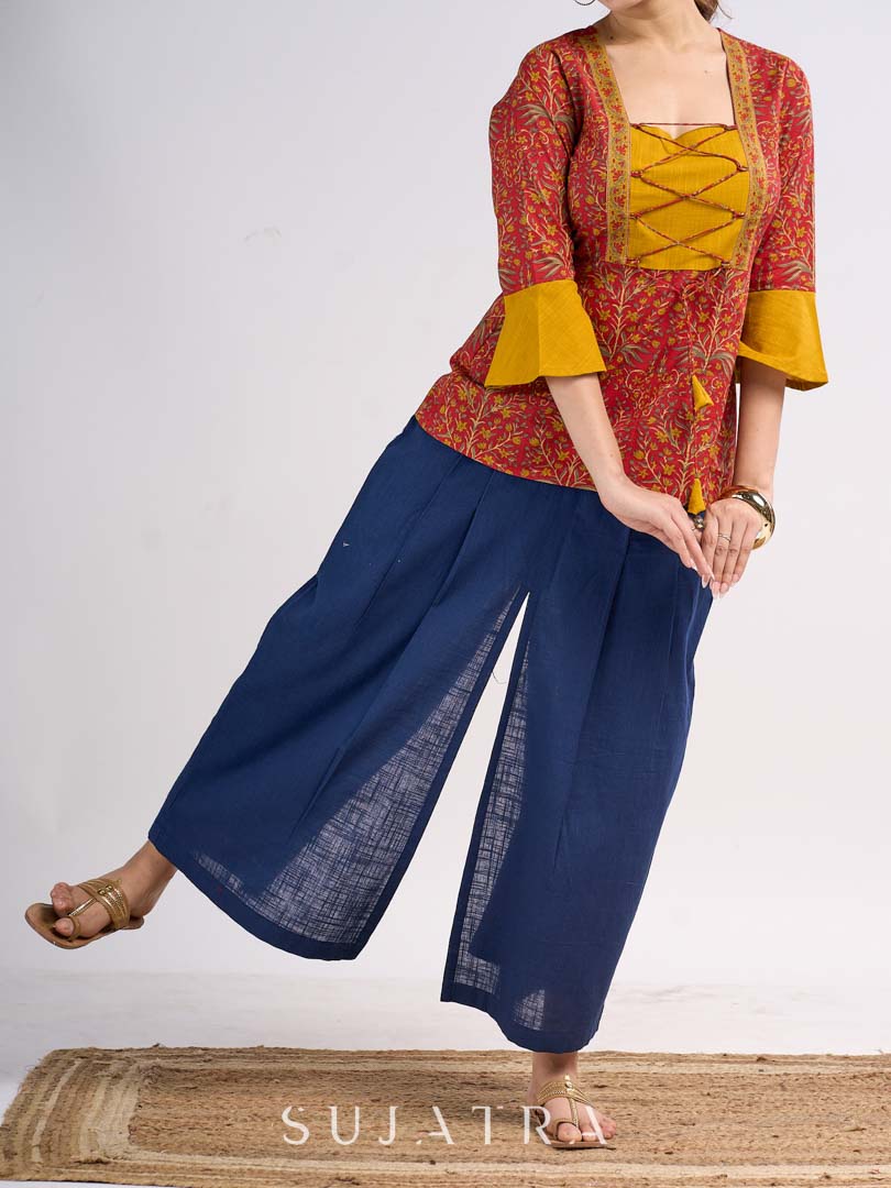 Navy Blue Cotton Skirt cum Pant