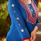 Luxe Blue Cotton Kurta with Traditional Mirror Work and Embroidered Detailing