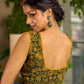 Handcrafted Blue Cotton Saree with Gond Painting & Multicolor Ikat & Kalamkari Border