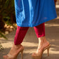 Luxe Blue Cotton Kurta with Traditional Mirror Work and Embroidered Detailing