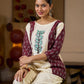 Ivory Cotton Flex Top with Maroon Ikat Panels and Hand Painted Gond Motif