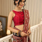Maroon magic in bold paisley hand block prints on cotton saree