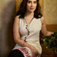Ivory Cotton Flex Dress with Contrast Collar and Patola Inspired Hand Block Printed Border