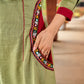 Beautiful Pista green cotton kurta featuring mirror-highlighted functional side pocket -pant optional
