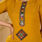 Mellow Mustard Kurta with Mirror Magic Sleeves and Placket
