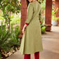 Beautiful Pista green cotton kurta featuring mirror-highlighted functional side pocket -pant optional