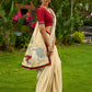 Statement Cream Cotton Saree with Pichwai Cow Painting & Contrast Trim