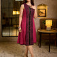 Bold Magenta Hand Block Printed Midi Dress with Black Tribal Panel Border