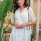 Classy White Mul Asymmetrical Handpainted Dress