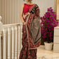 Maroon magic in bold paisley hand block prints on cotton saree