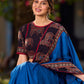 Classic Blue Saree with Pichwai Print Border and Applique Work in Pallu