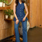 Handcrafted Indigo Top with Reversible Collar and Beaded Contrast Embellishment