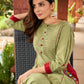 Beautiful Pista green cotton kurta featuring mirror-highlighted functional side pocket -pant optional
