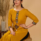 Mellow Mustard Kurta with Mirror Magic Sleeves and Placket