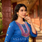 Luxe Blue Cotton Kurta with Traditional Mirror Work and Embroidered Detailing