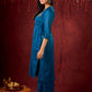 Teal Elegance Silk Panel Kurta with Minimalist Embroidery