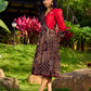 Indie Charm Maroon & Black Ajrakh Patchwork Print Dress