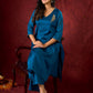 Teal Elegance Silk Panel Kurta with Minimalist Embroidery