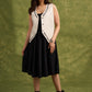 Elegant Minimalism : Ivory Colour Waist Coat With Subtle Black Embroidery   Dress Optional