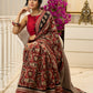 Maroon magic in bold paisley hand block prints on cotton saree