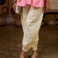 Graceful Pink Gathered Top Featuring A Paisley Printed Yoke And Coordinated Sleeves
