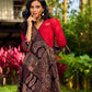 Indie Charm Maroon & Black Ajrakh Patchwork Print Dress