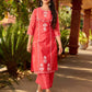 Minimal Coral Chanderi Kurta with Detailed Chikankari Embroidery & Soft Finish