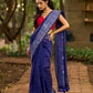 Vibrant Royal Blue Hand Block Printed Cotton Saree