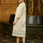 Classic White V-Neck Jamdani Weave Dress