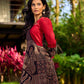 Indie Charm Maroon & Black Ajrakh Patchwork Print Dress