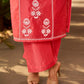 Minimal Coral Chanderi Kurta with Detailed Chikankari Embroidery & Soft Finish