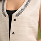 Elegant Minimalism : Ivory Colour Waist Coat With Subtle Black Embroidery   Dress Optional