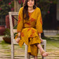 Mustard Cotton Kurta With Hand Block Printed Geometric Motifs & Border Detailing
