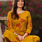 Mustard Cotton Kurta With Hand Block Printed Geometric Motifs & Border Detailing