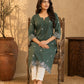 Sage Green Chanderi Kurta with Self Embroidered Hem & Sleeves