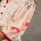 Pichwai-inspired off white lotus print dress with pink accents.