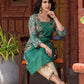 Statement green paisley kurta with detailed hand embroidery beautifully enhancing the print.
