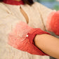Chic cream-to-maroon ombré Hakoba dress with distinctively folded sleeves and collar.